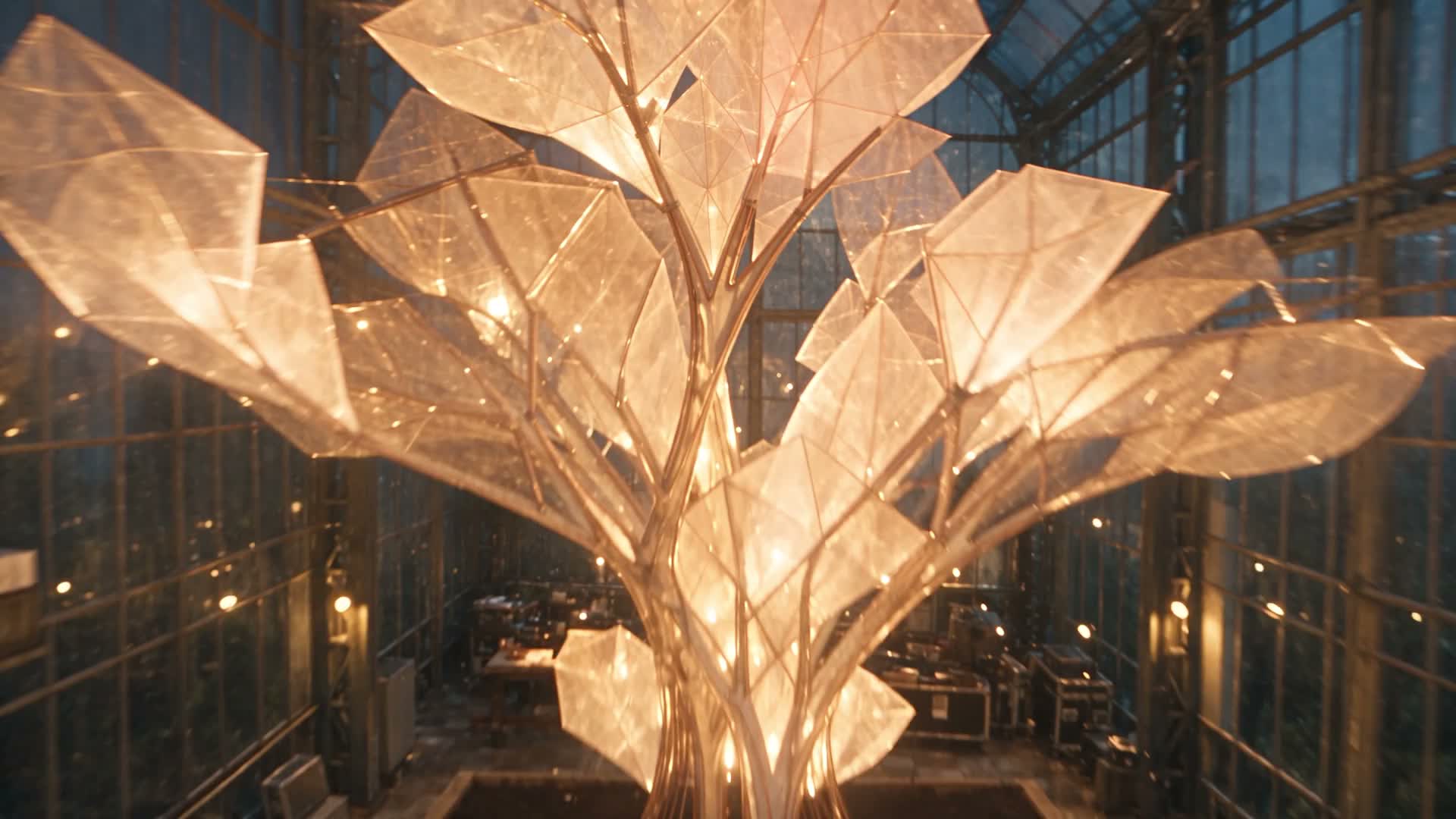 An illuminated sculptural tree from The Big Reveal